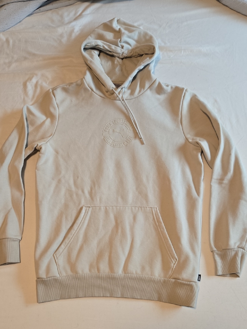 Puma Light Beige Pullover Hoodie with Embossed Chest Logo
